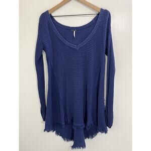 Free People Blue Knit Blouse